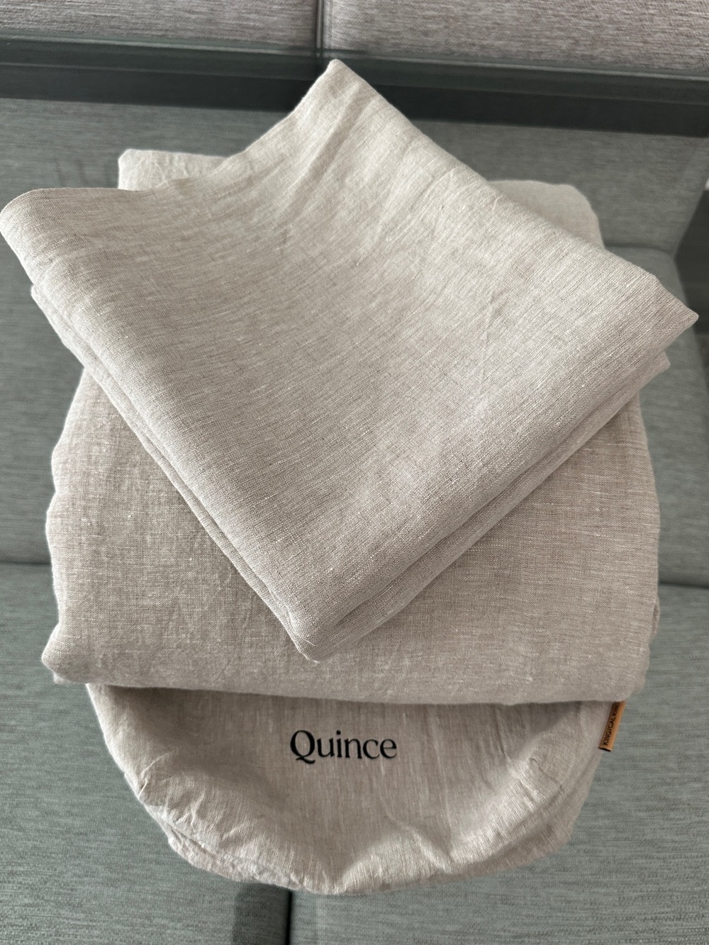 Quince king European linen duvet cover set. Like new. Chambray color. - Picture 9 of 13